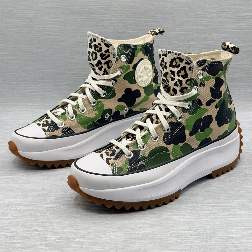 Converse Run Star Hike Men's 9 Women's 10.5 Camo Leopard Platform High Top